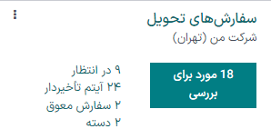 کارت سفارش‌های تحویل برای انبار خروجی.