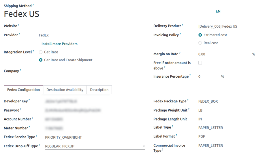عکس صفحه از روش ارسال FedEx.