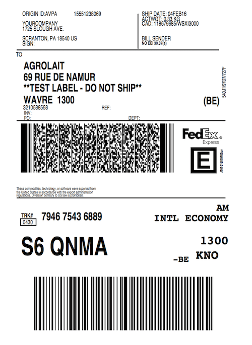 برچسب ارسال FedEx با سایز Letter.