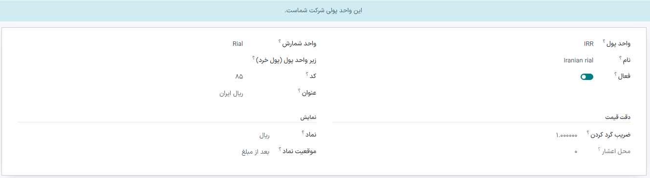 فرم جزئیات ارز در حسابداری سازمان‌یار.