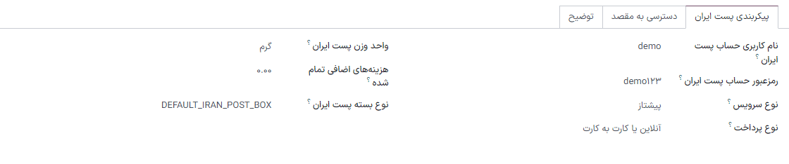 پیکربندی پست ایران