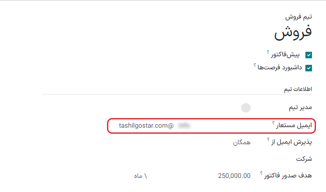 پیکربندی تیمهای فروش