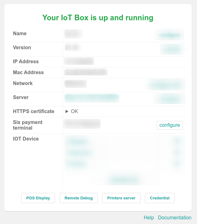 صفحه خانه باکس IoT با وضعیت OK برای HTTPS.