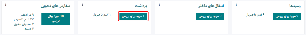 سفارش برداشت در نمای کانبان انبار مشاهده می‌شود.