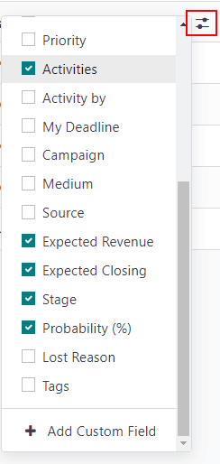 پنجره فیلتر سفارشی با تأکید بر گزینه‌های فعالیت‌ها و تاریخ سررسید.