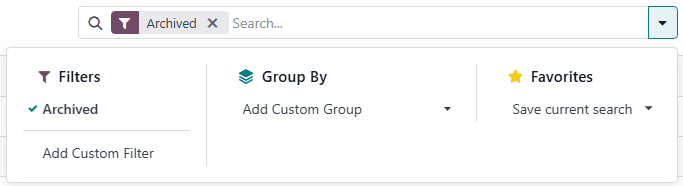 فیلتر بایگانی در صفحه مسیرها.