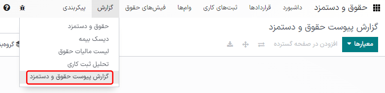 نمایش گزارش پیوست حقوق و دستمزد به همراه تمام اصلاحات حقوق و دستمزد.