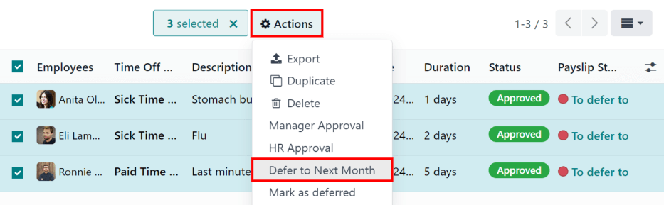دکمه‌های «عملیات» و «# انتخاب شده» که پس از انجام هر انتخابی ظاهر می‌شوند.
