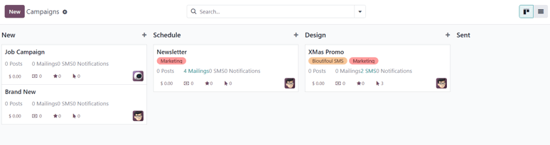 نمایی از صفحه کمپین در بازاریابی با ایمیل.
