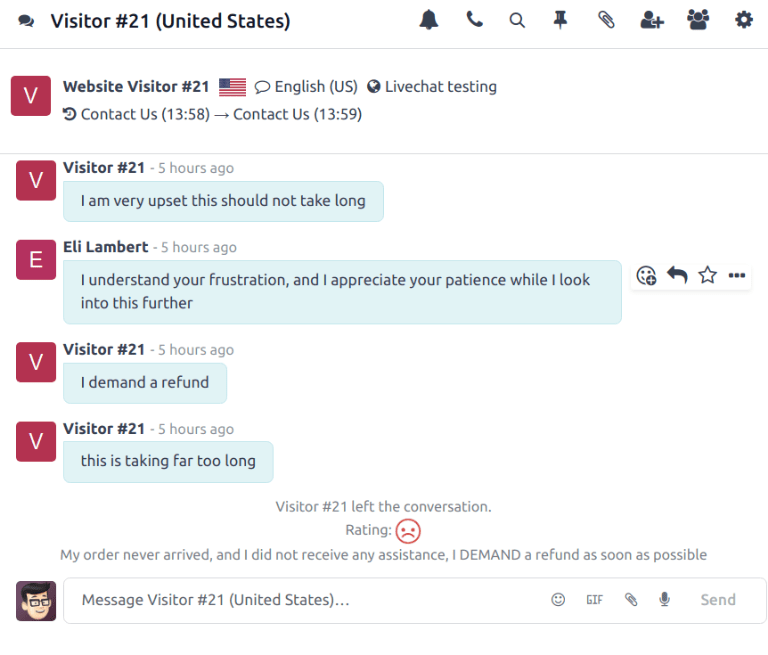 نمایی از متن گفتگو در برنامه گفتگو.