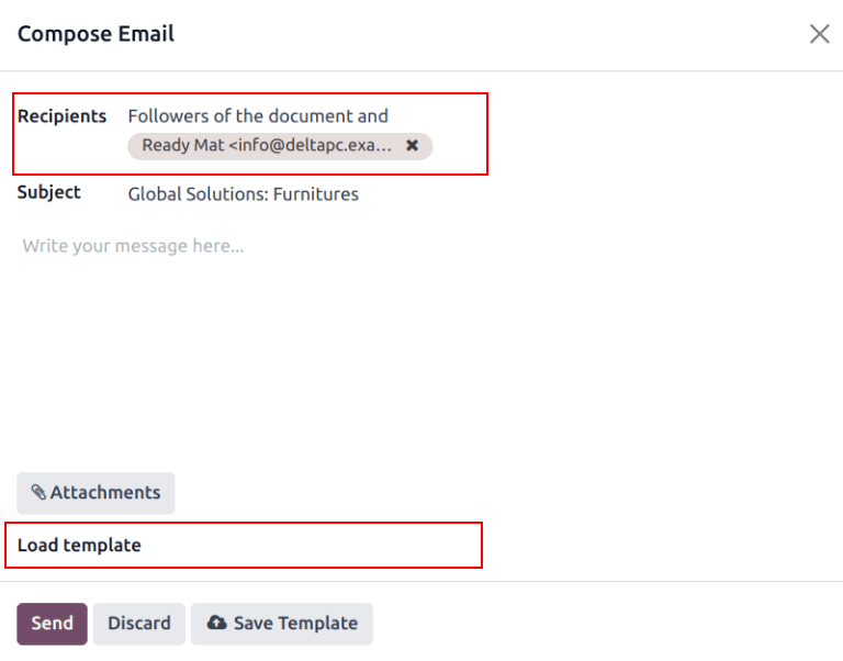 کادر ایجاد پیام کامل و گسترش‌یافته در برنامه CRM.