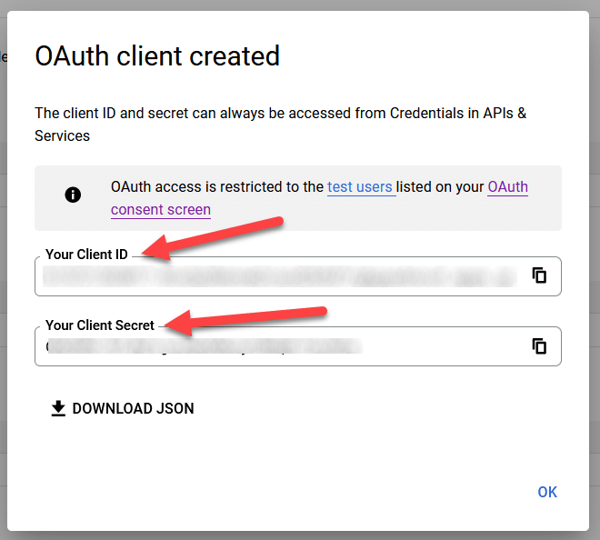 Client ID و Client Secret برای Google OAuth.