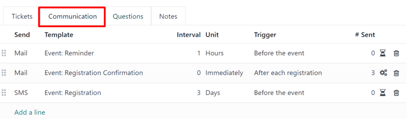 برگه ارتباطات معمول در فرم رویداد در برنامه رویدادها.