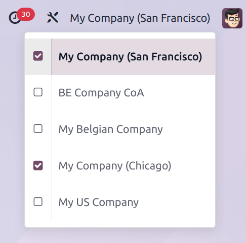 نمونه‌ای از لیست شرکت‌هایی که یک کاربر پس از ورود به پایگاه داده به آن‌ها دسترسی دارد.