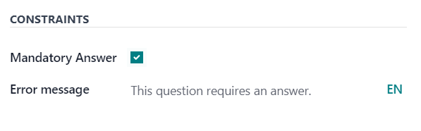 بخش محدودیت‌ها در تب گزینه‌ها در نظرسنجی‌ها.