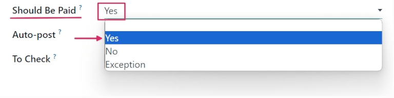 وضعیت فیلد «باید پرداخت شود» در پیش‌نویس صورت‌حساب تأمین‌کننده.