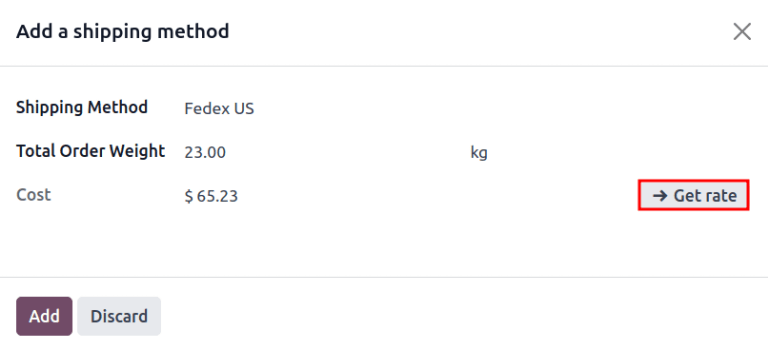 نمایش پنجره «دریافت نرخ».