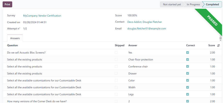 فرم جزئیات یک شرکت‌کننده در برنامه نظرسنجی‌ها.