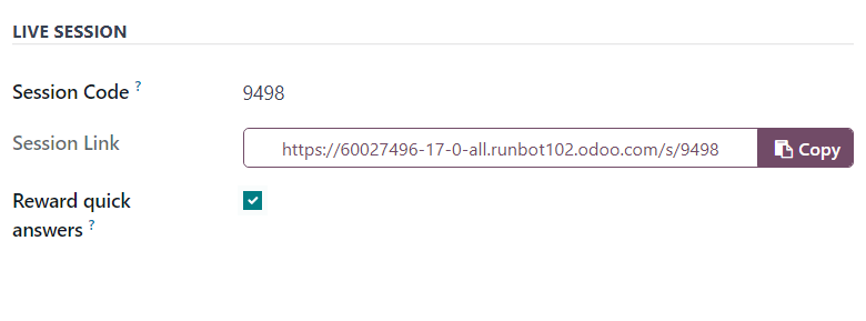 بخش جلسه زنده در تب گزینه‌ها در فرم نظرسنجی.