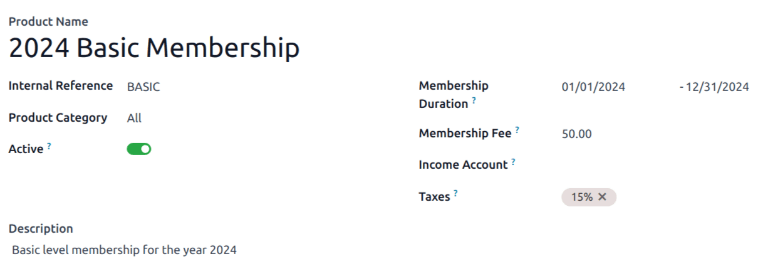 یک محصول عضویت جدید در برنامه اعضا.