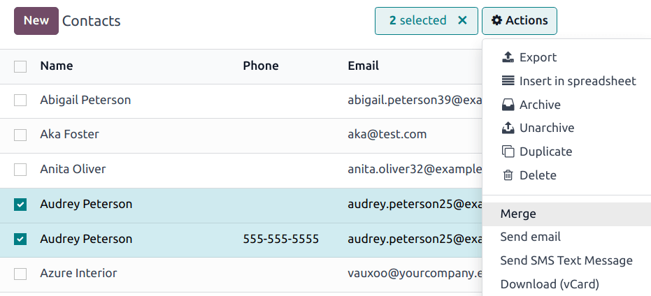 گزینه ادغام مخاطبان در برنامه مخاطبان.