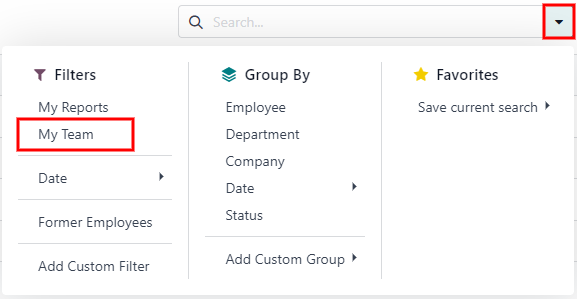 انتخاب فیلتر تیم من.