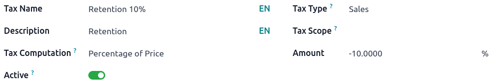 مبلغ مالیات منفی در فیلد