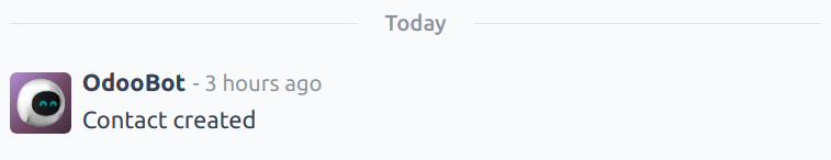 نمای نزدیک از یک رشته کادر پیام از یک رکورد مخاطب ایجاد شده توسط ربات اودوو.