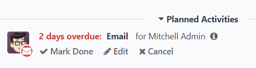 نمونه‌ای از اعلان فعالیت‌های معوق در کادر گفتگوی یک سرنخ.