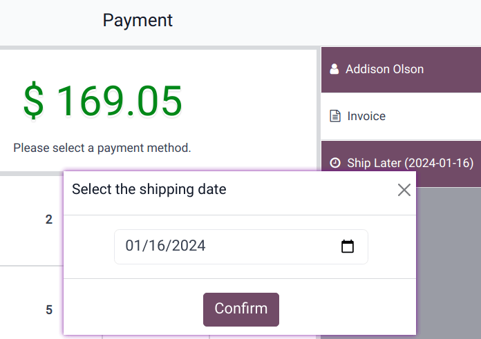 انتخاب ارسال در آینده در تسویه حساب.