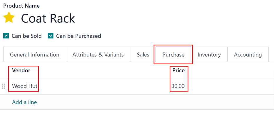 فرم محصول و فروشنده مشخص شده.