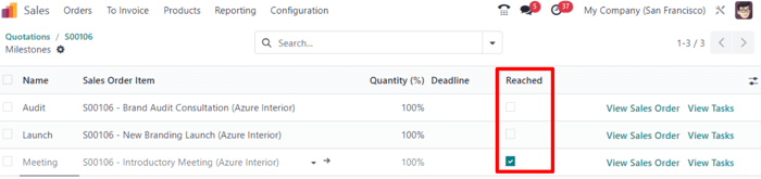 انتخاب یک مرحله به عنوان رسیده از طریق دکمه هوشمند مرحله.