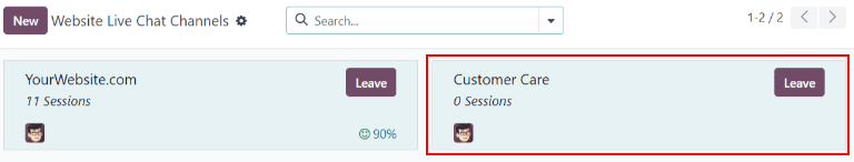 نمایی از کارت‌های کانبان کانال‌های گفتگوی آنلاین موجود.