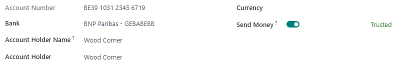 نمونه‌ای از حساب بانکی فروشنده با دکمه «ارسال وجه» که به وضعیت «معتمد» تغییر یافته است.