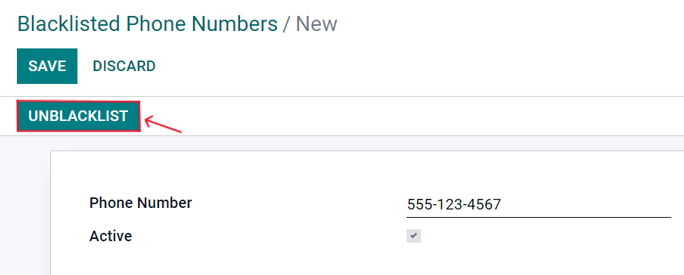 منوی لیست سیاه پیامک برنامه.