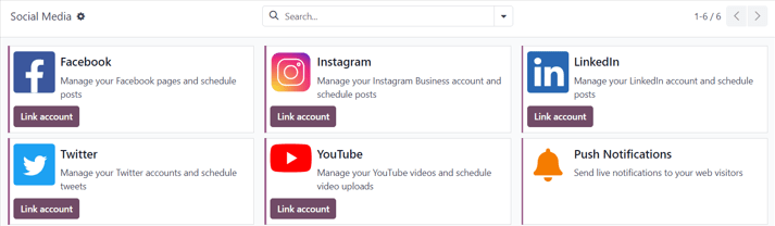 نمایی از صفحه رسانه ‌های اجتماعی در برنامه بازاریابی در رسانه‌های اجتماعی سازمان‌یار.