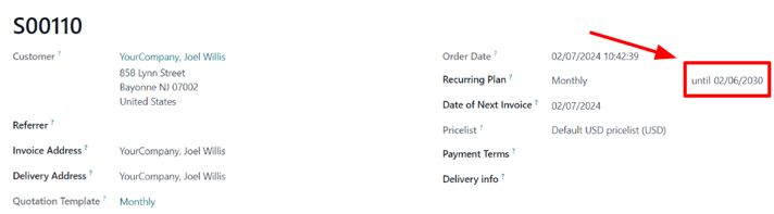 تاریخ انقضا در سفارش فروش اشتراک در برنامه اشتراک‌ها.