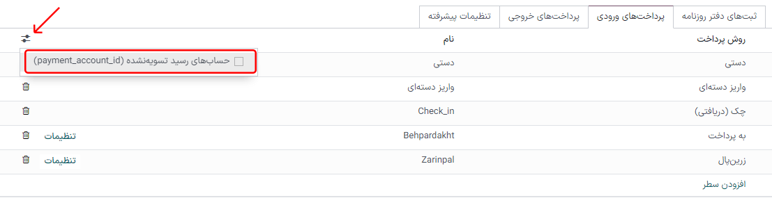 Select the toggle button and click on outstanding Accounts