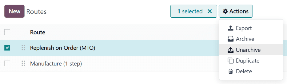 دکمه خروج از بایگانی در صفحه مسیرها.