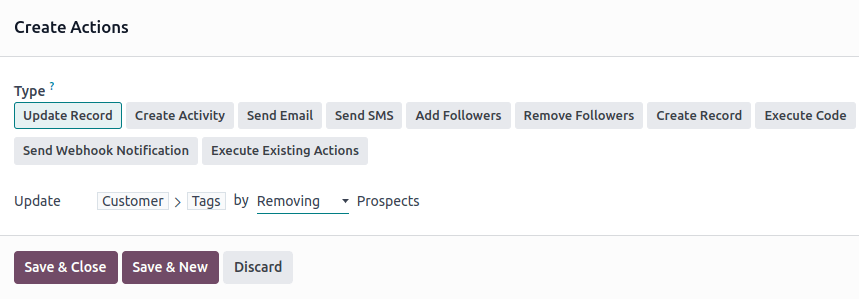 مثالی از یک عمل به‌روزرسانی رکورد