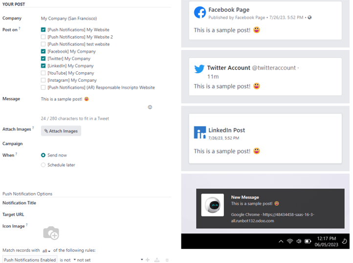 یک نمونه پست شبکه اجتماعی با نمونه بصری از نحوه نمایش آن در استریم شبکه اجتماعی.