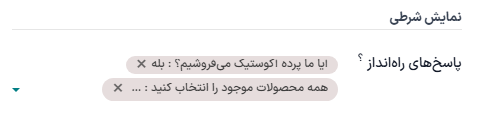 بخش نمایش شرطی در تب گزینه‌ها در برنامه نظرسنجی‌ها.