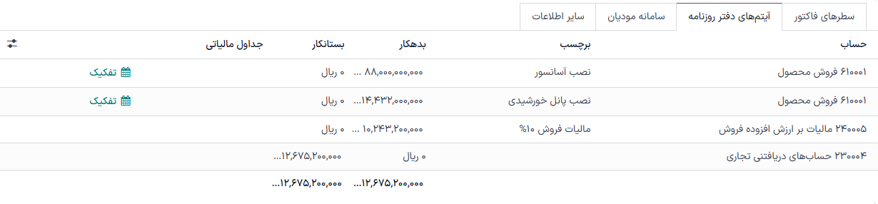 ثبت دفتر روزنامه اعلامیه بستانکاری، سند حسابداری فاکتور را معکوس میکند