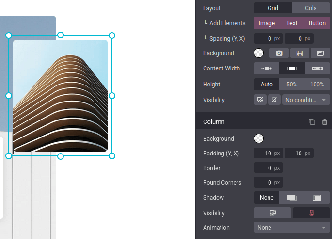 مثالی از یک عنصر ستون پنهان شده در دستگاه‌های موبایل
