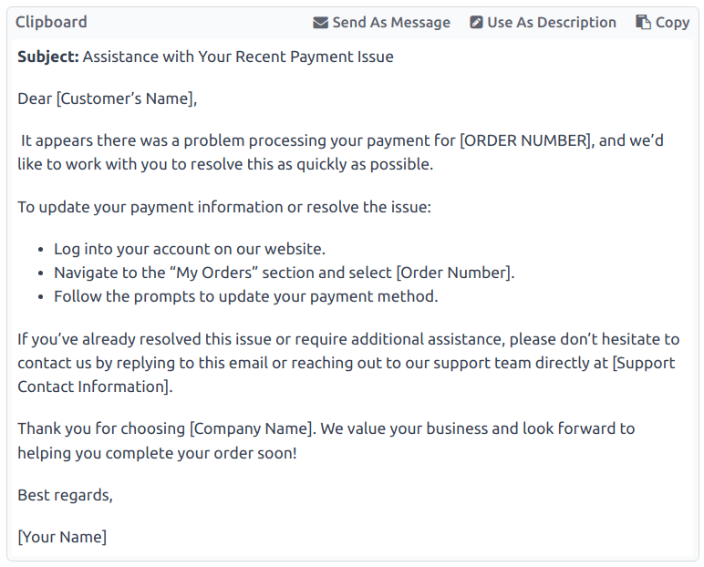 نمایی از یک کلیپ‌بورد در دانش با تمرکز بر گزینه‌های ارسال و کپی.