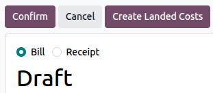 دکمه ایجاد بهای تمام شده تا درب انبار در صورت‌حساب تأمین‌کننده.