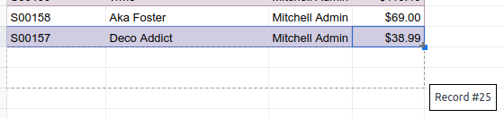 افزودن رکوردها با کشیدن سلول به پایین