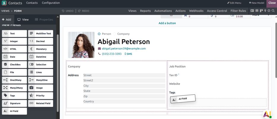 افزودن یک فیلد جدید به یک رکورد.