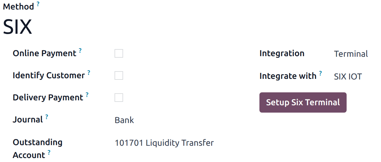 ایجاد روش پرداخت جدید برای درگاه پرداخت SIX
