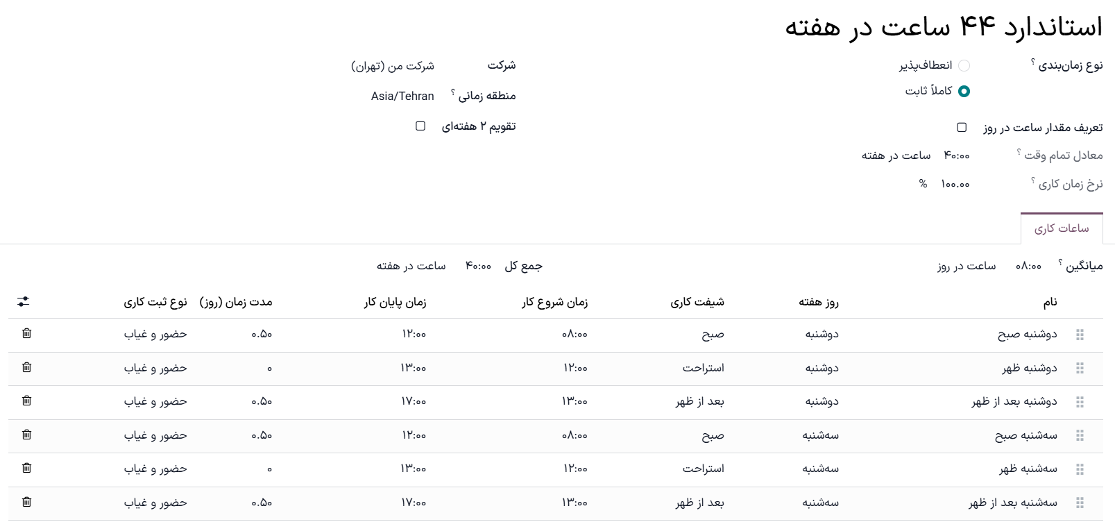 فرم برنامه کاری جدید.